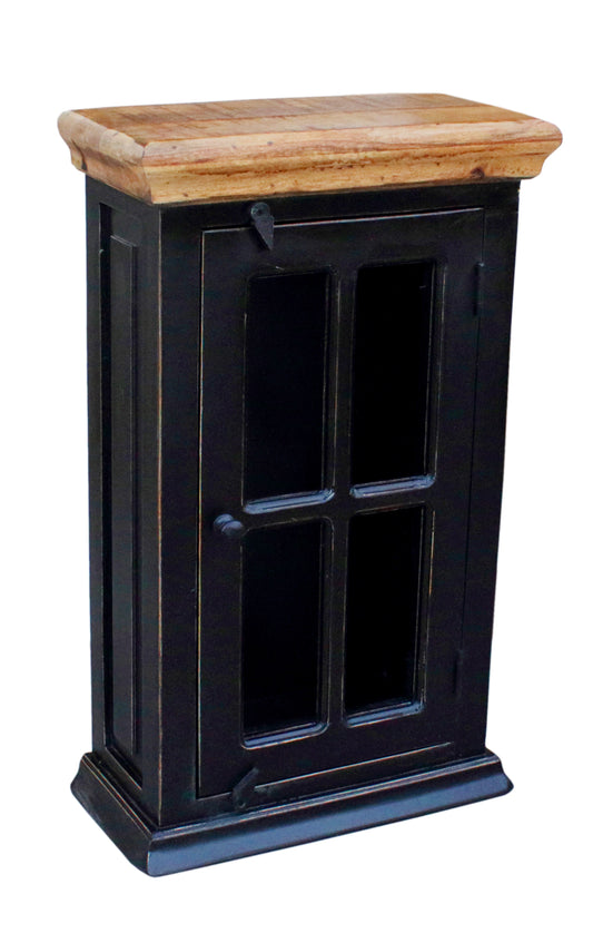 SIT-Möbel CORSICA, Hängeschrank, Material: Mango + MDF, Farbe: schwarz mit honigfarbiger Deckplatte