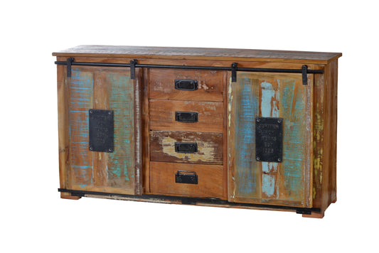 SIT-Möbel JUPITER, Sideboard, Material: recyceltes Altholz mit Metall, Farbe: natur, bunt