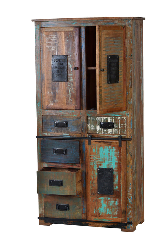 SIT-Möbel JUPITER, Schrank, Material: recyceltes Altholz mit Metall, Farbe: natur, bunt
