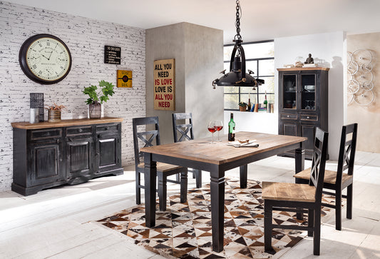 SIT-Möbel CORSICA, Tisch, Material: Mango, Farbe: schwarz mit honigfarbiger Platte