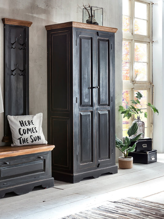 SIT-Möbel CORSICA, Schrank, Material: Mango + MDF, Farbe: schwarz mit honigfarbiger Deckplatte