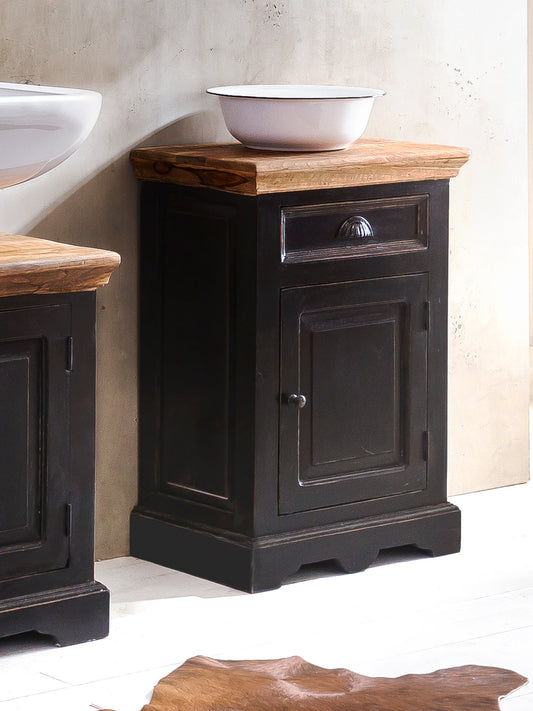 SIT-Möbel CORSICA, Kommode, Material: Mango + MDF, Farbe: schwarz mit honigfarbiger Deckplatte