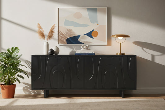 SIT-Möbel BLACK SMOOTH, Sideboard, Material: Mango massiv, Farbe: Schwarz