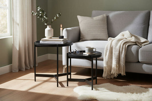 SIT-Möbel BLACK SMOOTH, Beistelltisch 2er Set, Material: Mango massiv, Metall, Farbe: Schwarz